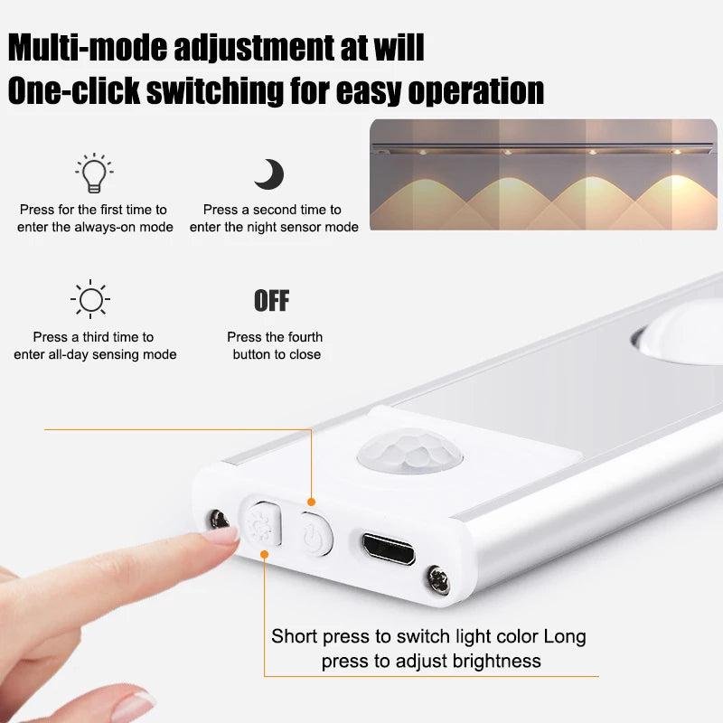60 CM Ultra-slim USB Rechargeable LED Smart Cabinet Light - Image 5